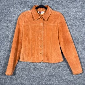 Live A Little Women’s Small Orange Leather Suede Country Western Cowgirl Jacket